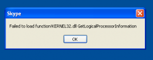 SKYPE ERREUR failed to load function kernel32.dll getlogicalprocessorinformation